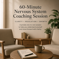 Private nervous system coaching session with a calming interior, comfortable chairs, and a supportive space for stress management, overthinking, burnout, and personal growth.